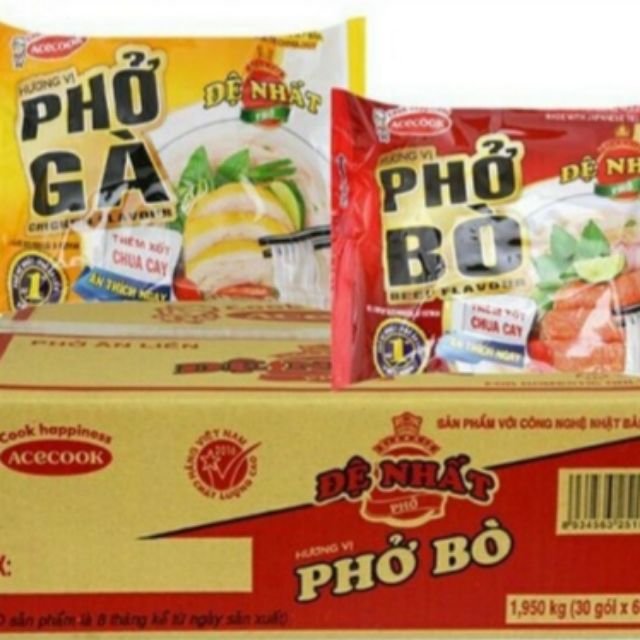Thùng 30 gói phở gà/phở bò đệ nhất 1950g