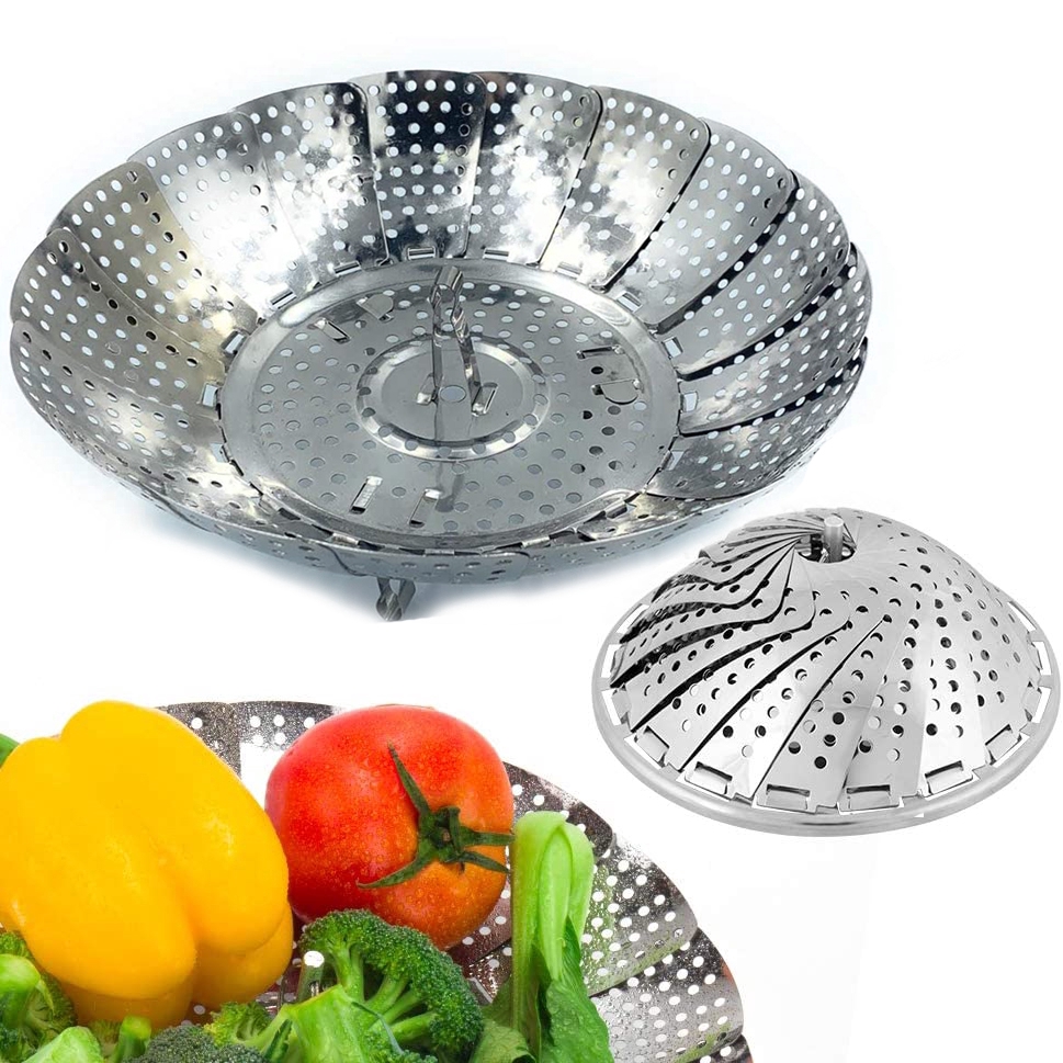 Rổ Hấp Bằng Thép Không Gỉ Đa Năng Có Thể Gấp Gọn Tiện Lợi