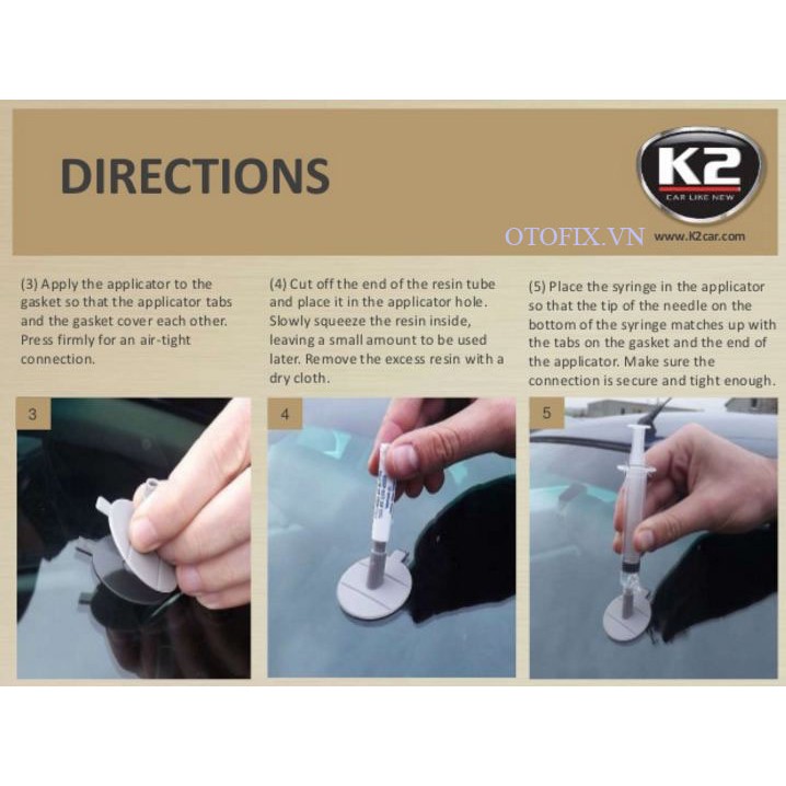 K2 Glass Doctor - bộ dụng cụ + keo hàn gắn sửa kính lái, kính chắn gió ô tô bị nứt mẻ