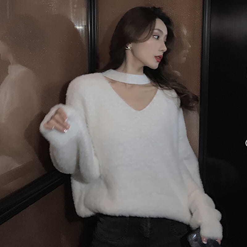 COZOK Áo sweater Tay Dài Dáng Rộng Thời Trang Dễ Phối Đồ