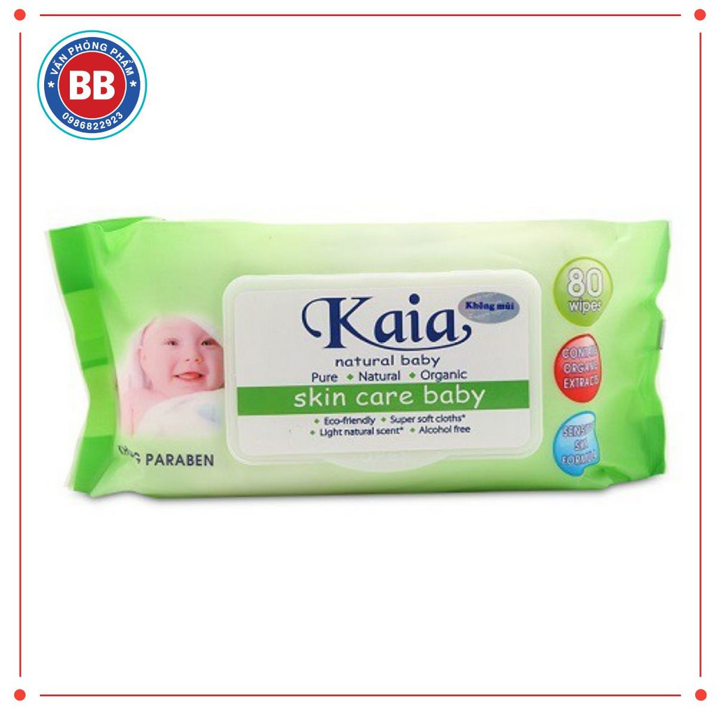 Khăn ướt Kaia 80 tờ Organic KHÔNG MÙI LÀNH TÍNH VỚI MỌI LOẠI DA