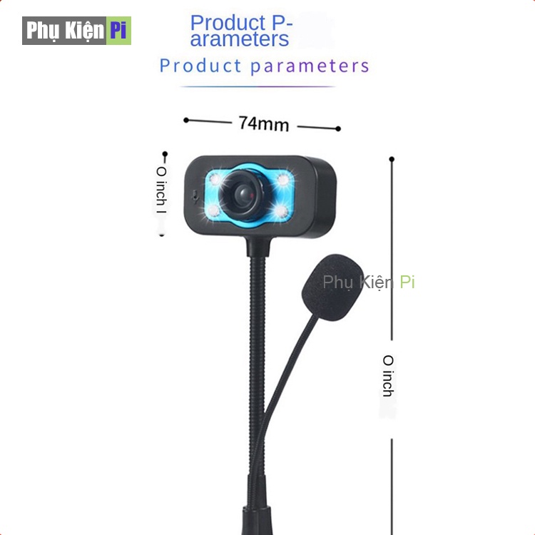 (Bảo hành 06 tháng) Webcam Chân Cao có mic dùng cho máy tính có tích hợp mic và đèn Led trợ sáng - Webcam máy tính để bà
