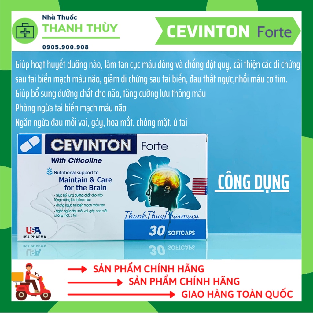 CEVINTON Fort [Hộp 30 viên] Giúp Bổ Sung Dưỡng Chất Cho Não, Tăng Cường Lưu Thông Máu