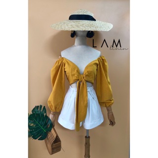 ÁO CROPTOP TRỄ VAI LINEN