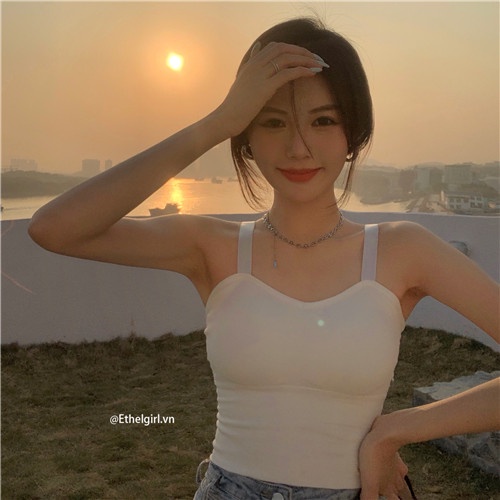 Áo Croptop Hai Dây Hở Lưng Phong Cách Hàn Quốc 4 Màu Sắc Dễ Phối Đồ Dành Cho Nữ