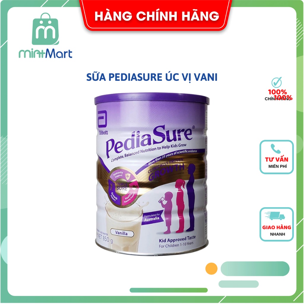 Sữa PediaSure dâu Úc nắp tím 850 gram