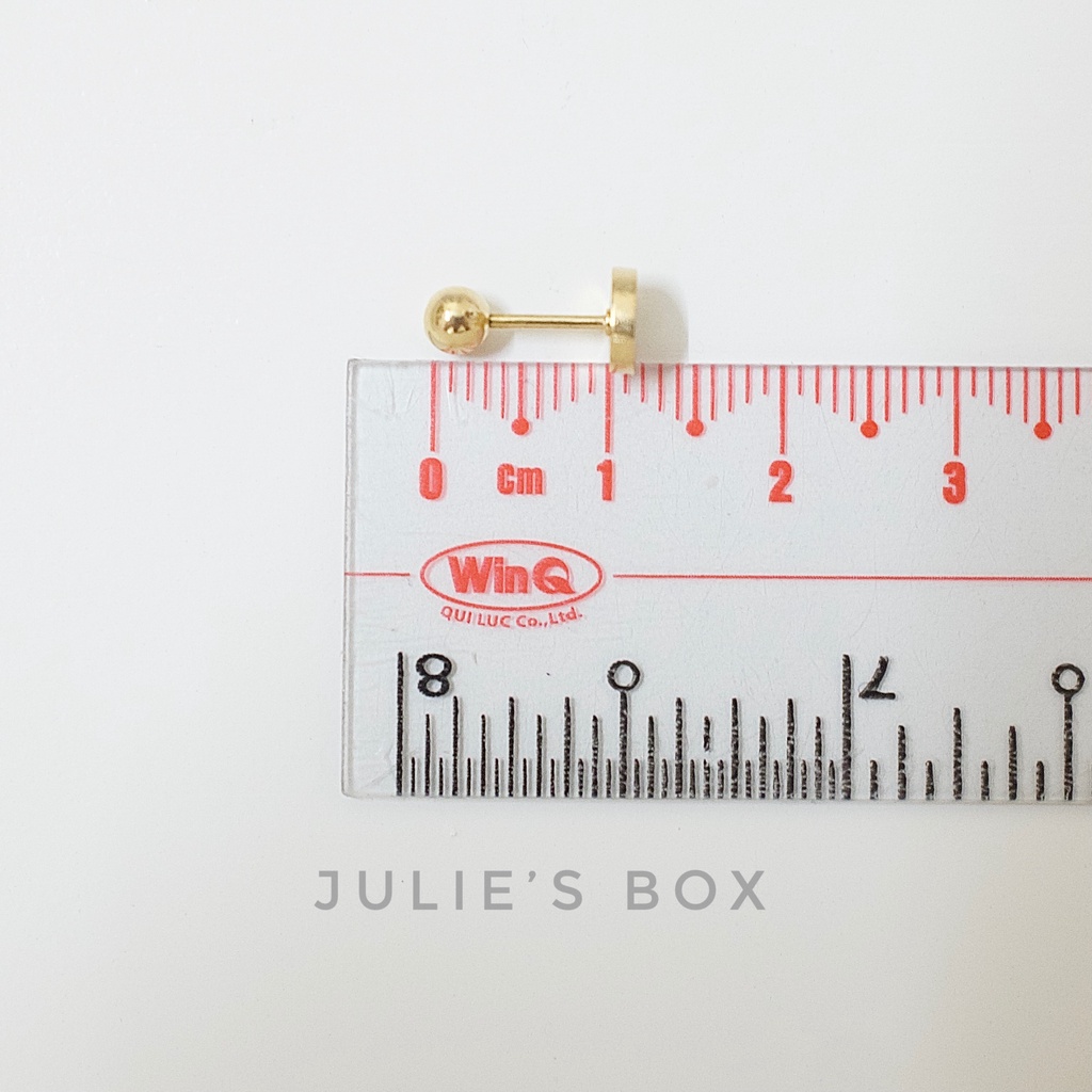 [1 Chiếc] Khuyên Tai Titan Unisex Mặt Cười Smiley Màu Vàng Đuôi Bi Không Gỉ Sét Không Ngứa Bông Tai Julies Box 66