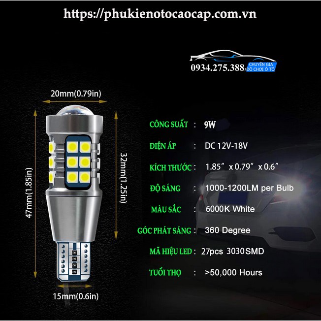 [HÀNG CAO CẤP]ĐÈN LED LÙI Ô TÔ V27 PROJECTOR.Tăng sáng gấp 3 lần so với bóng đèn sợi đốt thông thường