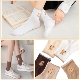Vớ cotton in hình gấu hoạt hình phong cách Hàn Quốc đáng yêu thoải máinữ xinh xắn