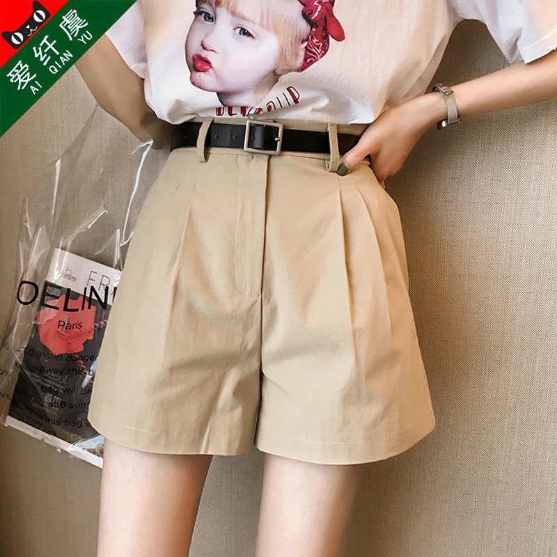 Quần short kaki vintage kèm belt