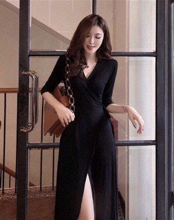 Đầm Maxi Đấp Chéo Xẻ Đùi Siêu Sang