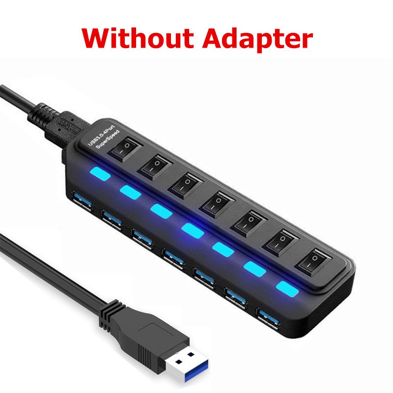 Hub Chia 7 Cổng Usb 3.0 Có Nút Bật Tắt Và Đèn Cho Laptop (Auum1)