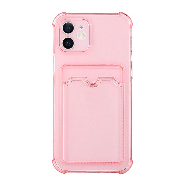 Ốp điện thoại TPU trong suốt chống rơi có ngăn đựng thẻ đơn giản thích hợp cho iPhone 7/8/X/Xs/Xr/11/12/13/Plus/Pro/Max