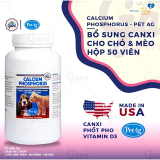 Canxi cho chó Calcium Phosphorus Pet Ag - Hoa Kỳ dành cho chó mèo Hộp 50 Viên