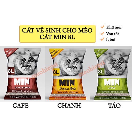Combo 7 bao (1 tải) Cát vệ sinh cho mèo Min 8L Nhật bản