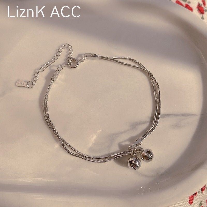 Vòng tay dây xích xương rắn đính chuông thiết kế đơn giản thời trang Hàn Quốc F170