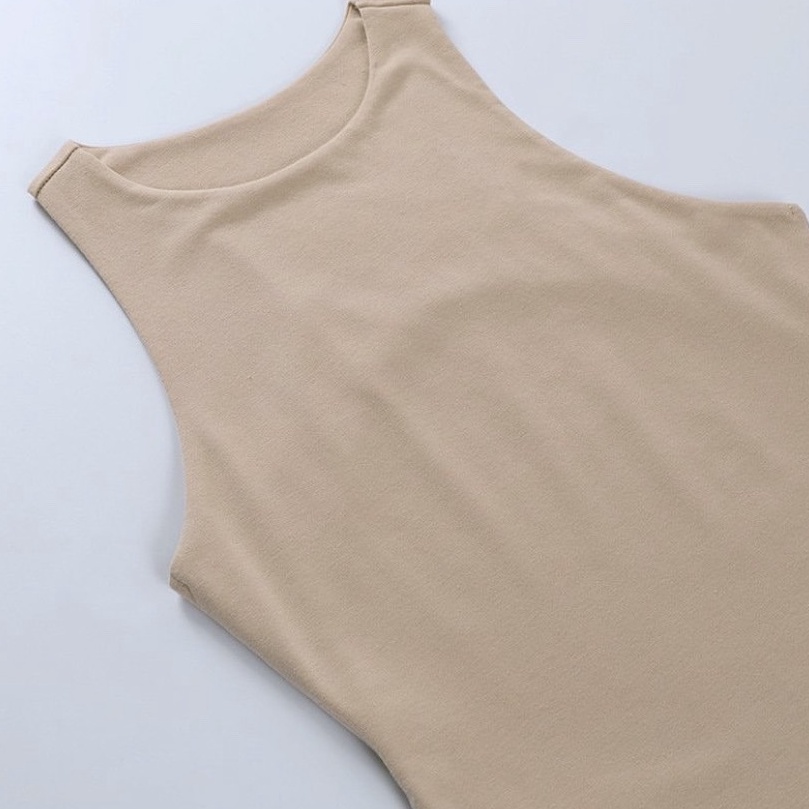 [AdorablexBeautiful] Jumpsuit Cotton Hở Lưng Không Tay Trơn Basic Ôm Cơ Thể Phong Cách Sexy Quyến Rũ