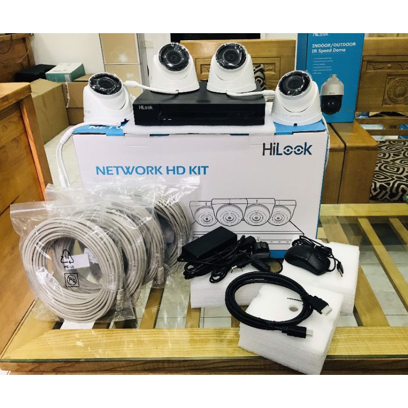 Bộ KIT camera IP POE HILOOK IK-4042TH-MH/P - Bao gồm 1 đầu thu 4 cổng POE và 4 camera Dome Poe - Hàng chính hãng