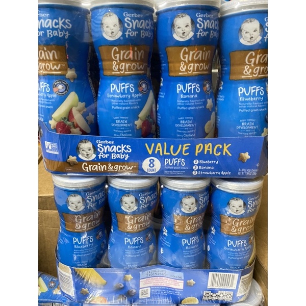 Sale 12/23 Bánh ăn dặm Gerber Puffs ngôi sao cho bé từ 8 tháng đủ vị