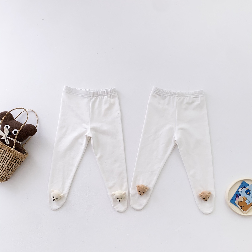 Quần legging co giãn họa tiết gấu hoạt hình xinh xắn dành cho trẻ em