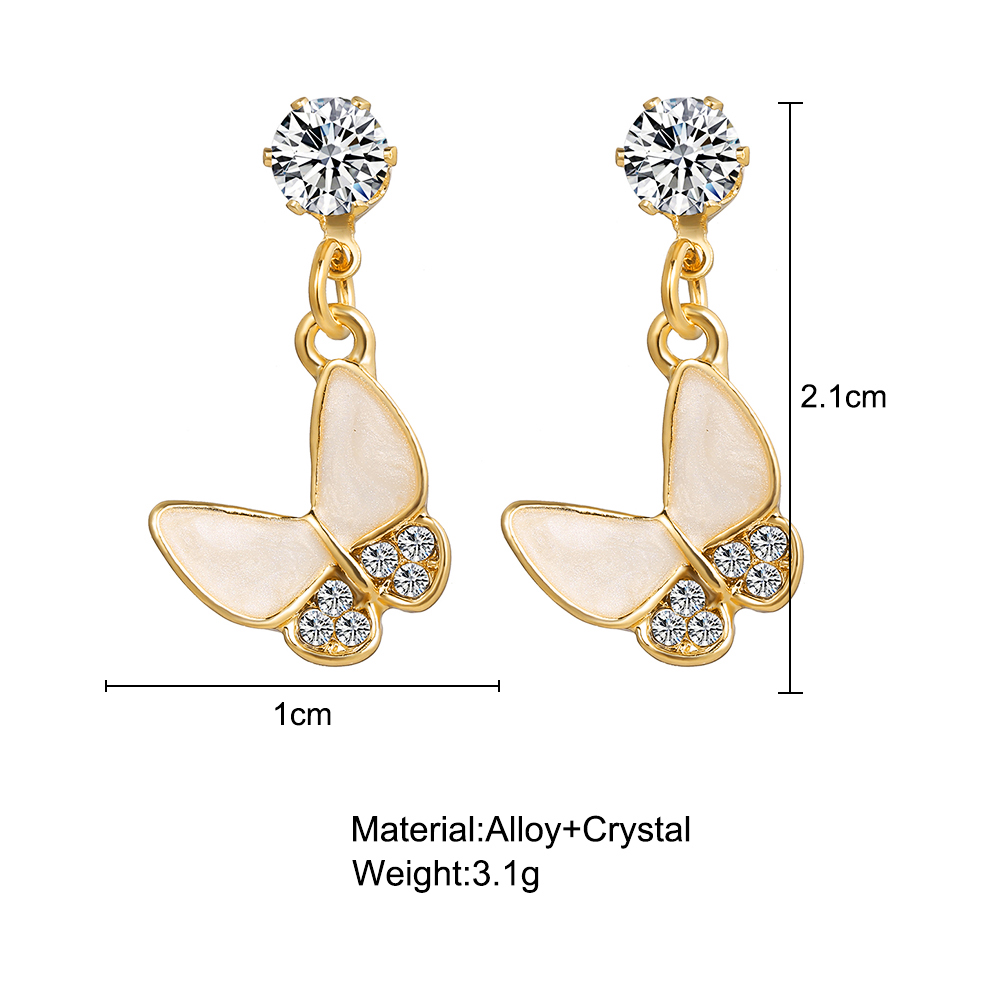 Bông Tai Mạ Bạc 925 Hình Bướm Đính Đá Phong Cách Hàn Quốc