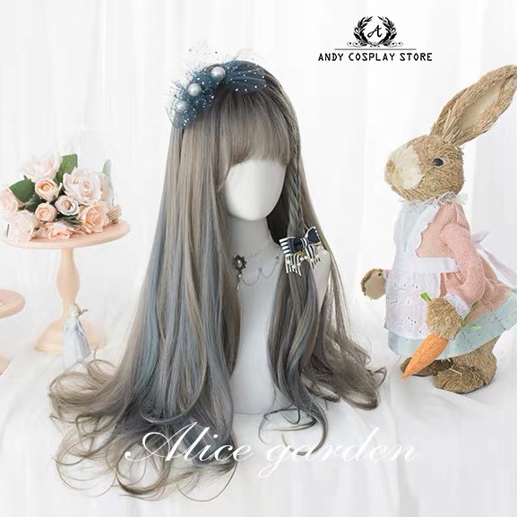 [CÓ SẴN] Wig teen/ tóc giả trà xám xoăn nhẹ Diana Alice Garden