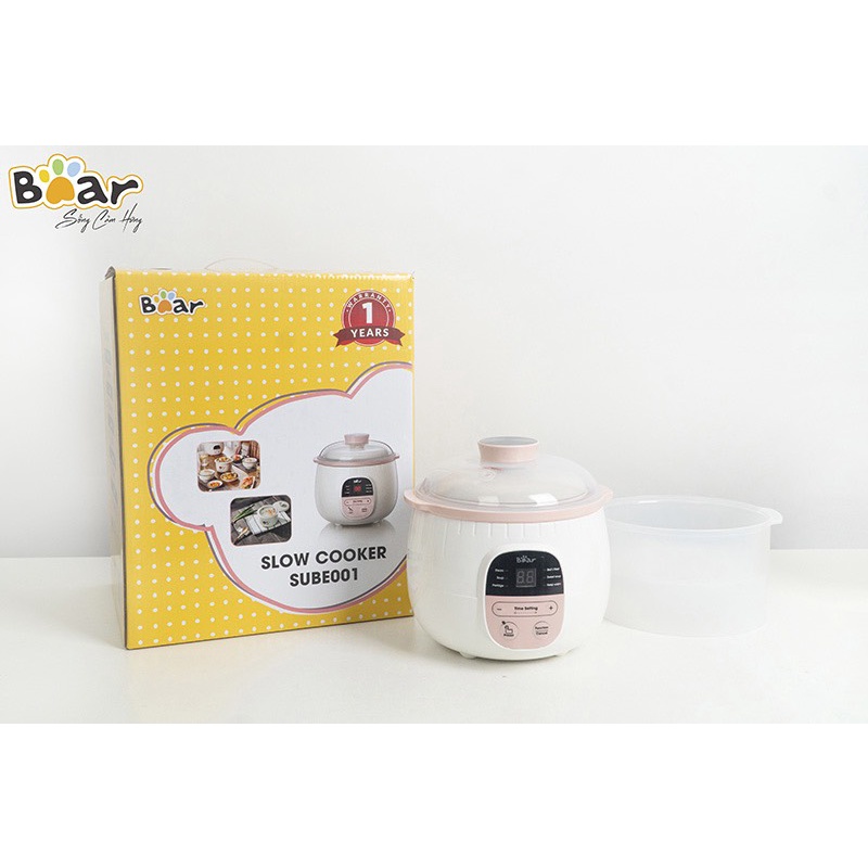 Nồi nấu cháo chậm Bear 0,8L bảo hành 18 tháng Mama baby vn