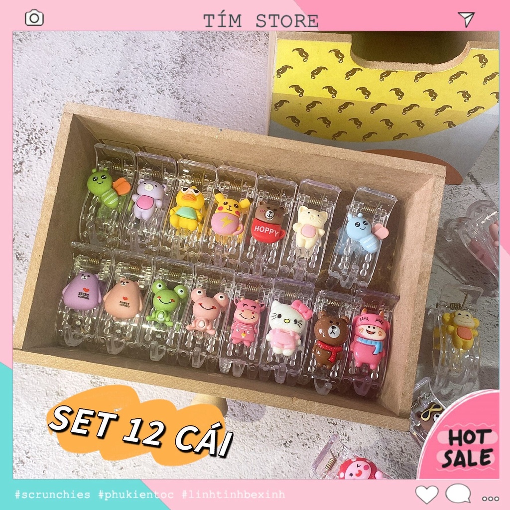 GIÁ SỈ! SET 12 KẸP CÀNG CUA 3R CUTE NHỰA TRONG SIÊU XINH, GIÁ RẺ