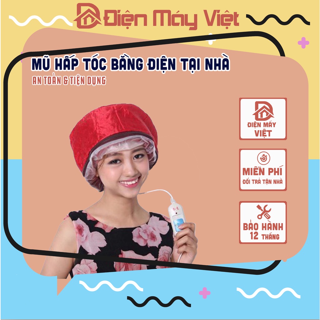 [Bảo Hành 12 Tháng] Mũ Hấp Ủ Tóc Bằng Điện Cao Cấp 2 Chế Độ Nhiệt Có Dây Thít Cho Vừa Đầu