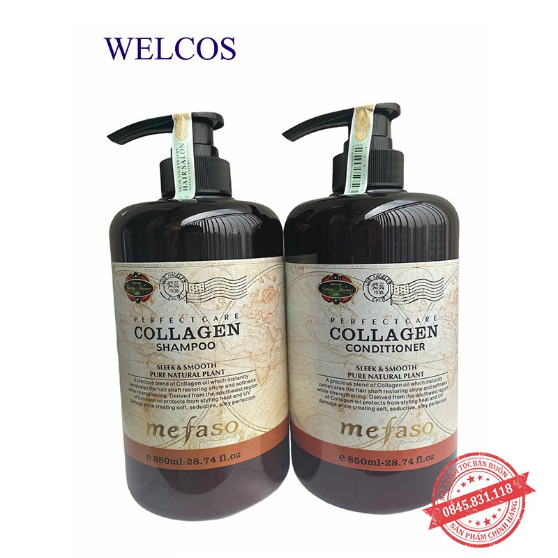 Bộ dầu cặp gội xả Collagen Argan Mefaso 850 ml/ Chai CT02