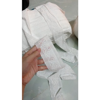 Dây ren thô thêu viền sale