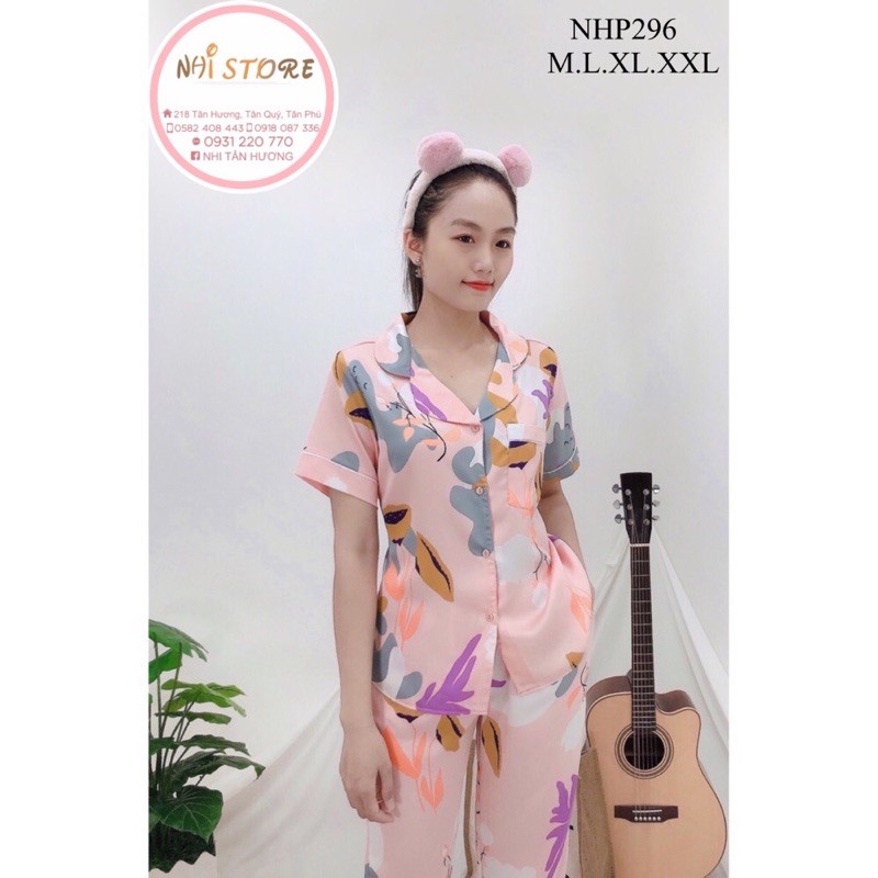 [FREESHIP 50K] Bộ lụa Pijama NHISTORE Bộ Quần Dài Tay Ngăn Lụa Satin In Chú Tuần Lộc Noel Dễ Thương 45-65kg