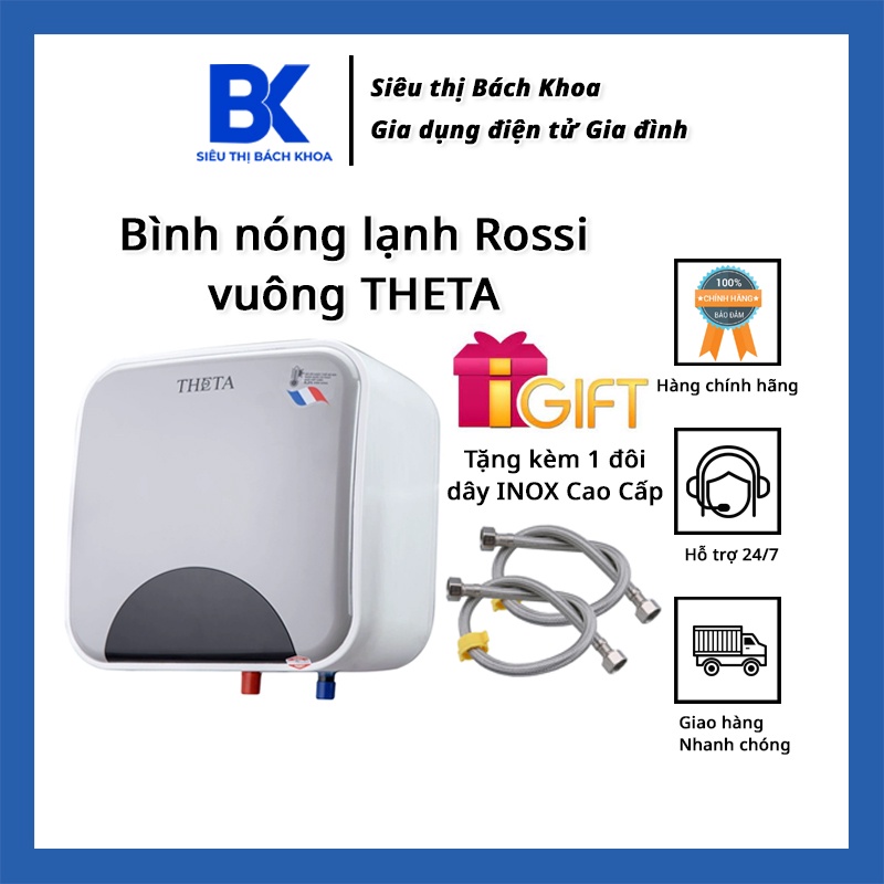 Bình nóng lạnh Rossi vuông THETA - Dung tích 15 Lít, 20 Lít, 30 Lít, Bảo hành 7 năm