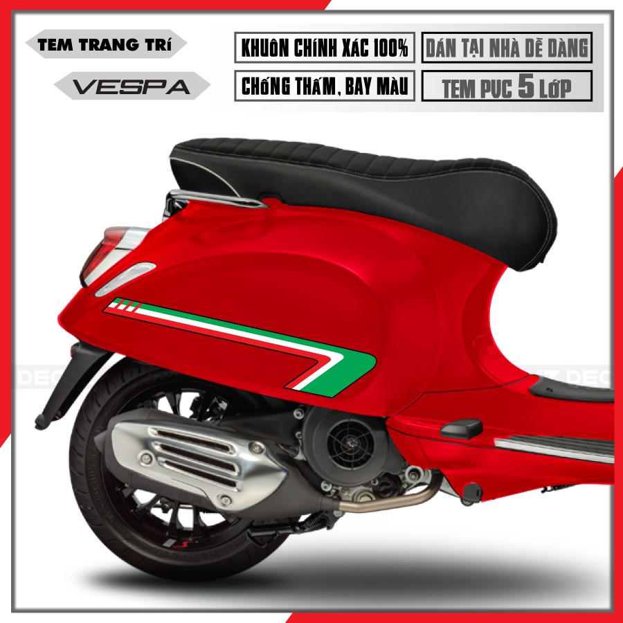 [Vespa] Tem Sườn Dành Cho Xe Vespa Sprint/LX/GTS Phong Cách Mix Màu | VP14 | Tem Rời PVC 5 Lớp Dễ Dán Tại Nhà