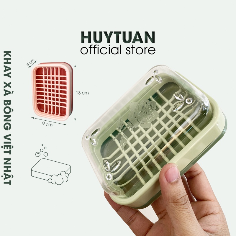 Khay đựng xà phòng có nắp đậy Việt Nhật 6773 - Hộp xà phòng tắm có khay hứng nước