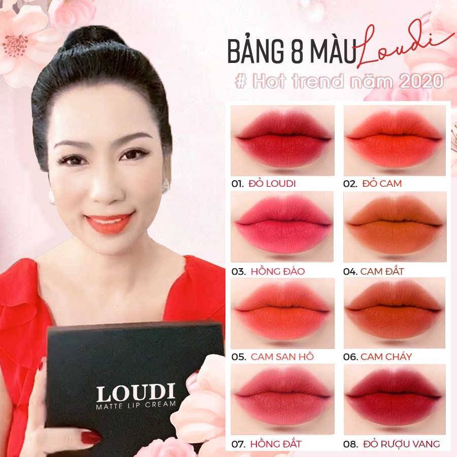 Son kem lì Loudi Matte Lipcream nhiều màu 5g vỏ đen chính hãng