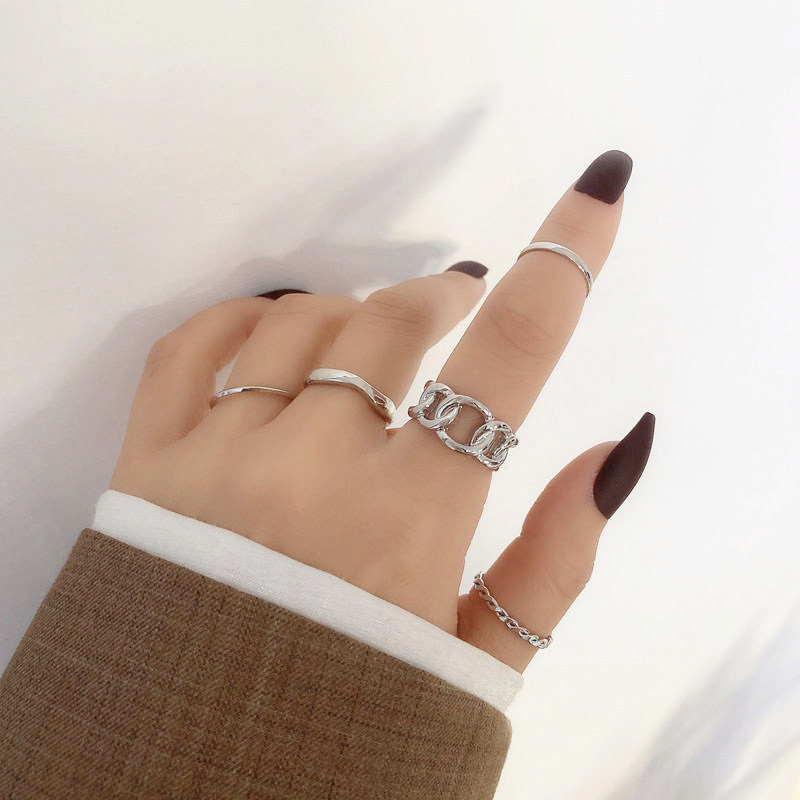 Bộ 5 Nhẫn Kim Loại Phong Cách Cổ Điển Dành Cho Bạn Nữ