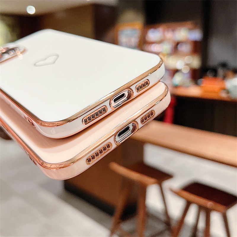 Ốp Lưng Mạ Trái Tim Nhiều Mẫu Mã Cho Điện Thoại iPhone 13 Pro Max 12 11 Pro Max