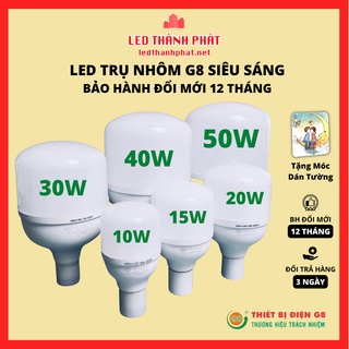 Bóng đèn LED 50w 40w 30w 20w 10w 5w siêu sáng tiết kiện điện , LED BULB trụ G8 VỎ NHÔM siêu bền BH đổi mới 1 năm
