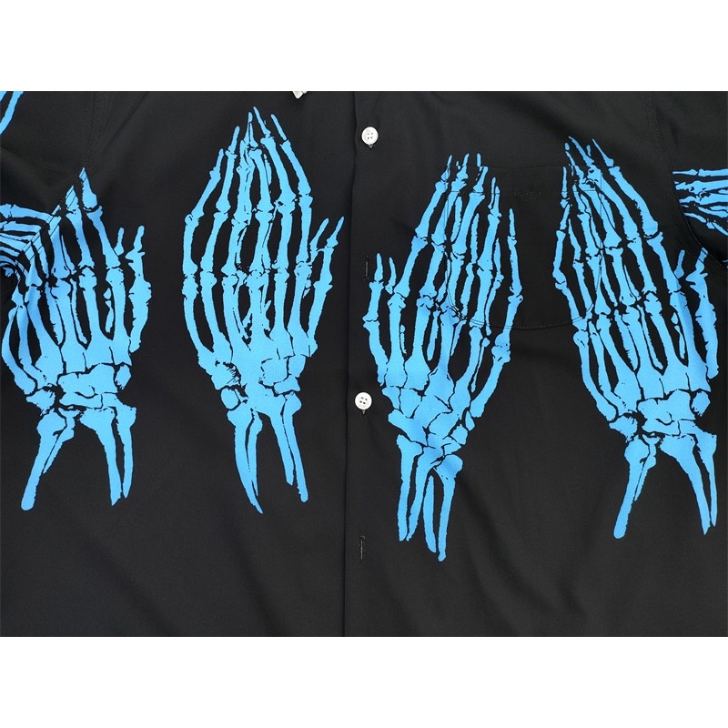 Bán Chạy Nhất Áo Sơ Mi Unisex Tay Dài In Hình Móng Vuốt Ma Xương WACKO MARIA Cỡ Lớn Cho Nam Và Nữ