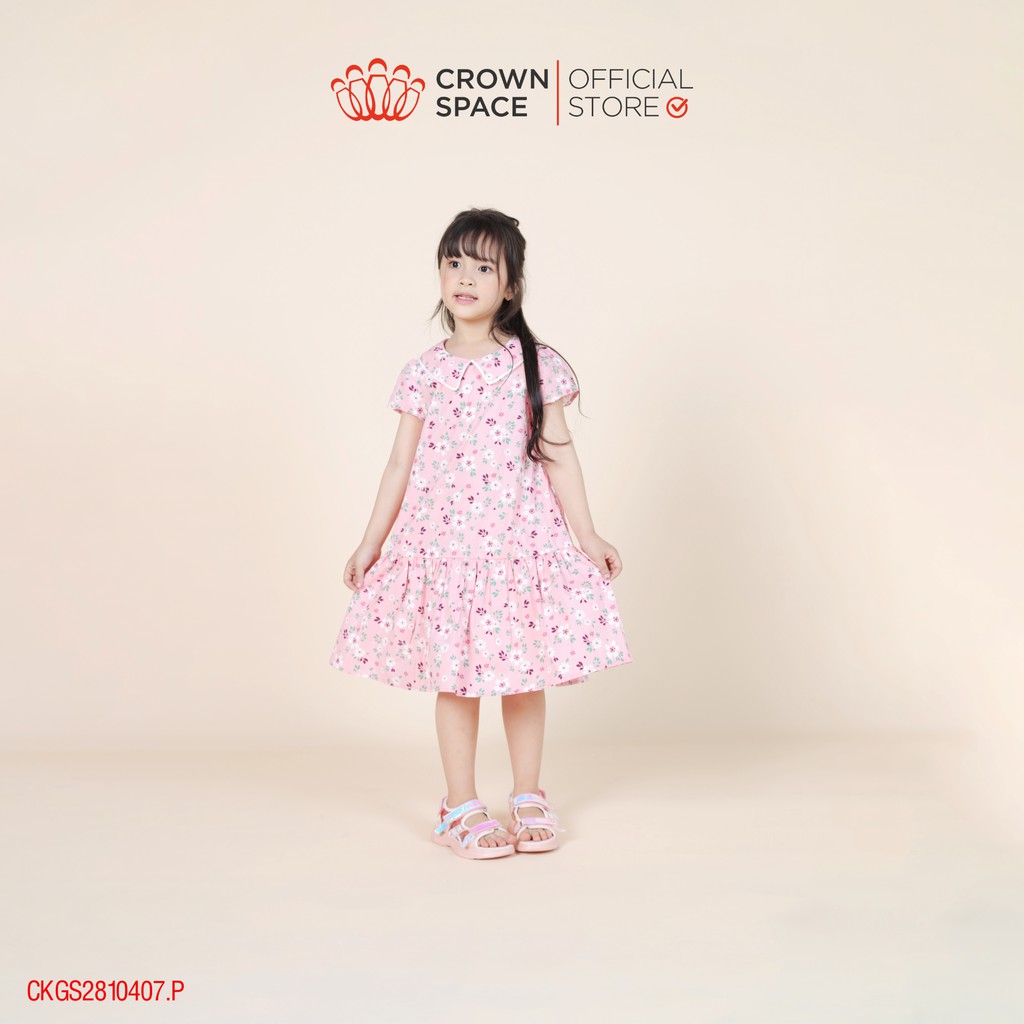 Váy Hoa Nhí Hồng Pastel Cho Bé Gái Chính Hãng Crown Space CKGS2810407.P