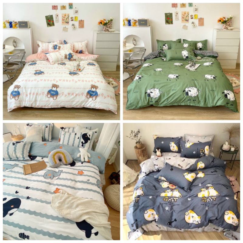 Bộ chăn ga gối cotton poly Hoạt Hình Kute chọn mẫu