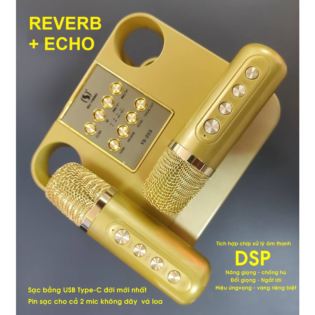 Loa Karaoke mini YS-YOSD 203/207 Kèm 2 Micro Không Dây Hát Siêu Hay