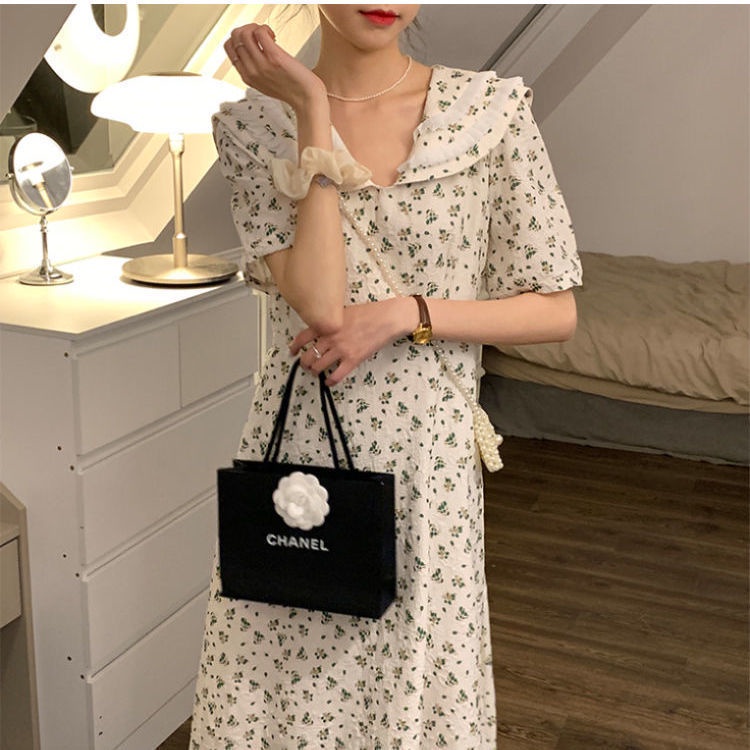 Đầm Hoa Cổ Thủy Thủ Thời Trang Mùa Hè Pháp Hàng Mới 2022