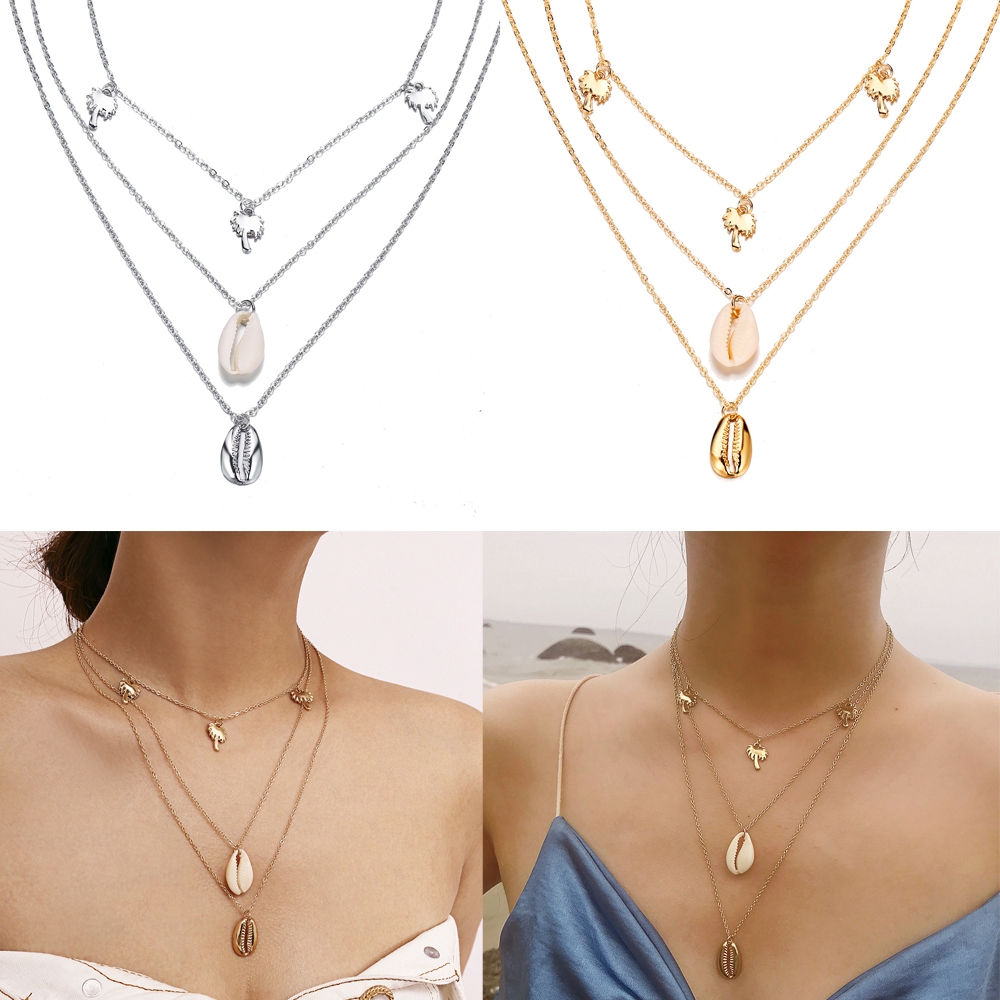 Vòng cổ choker dây xích vỏ sò mùa hè