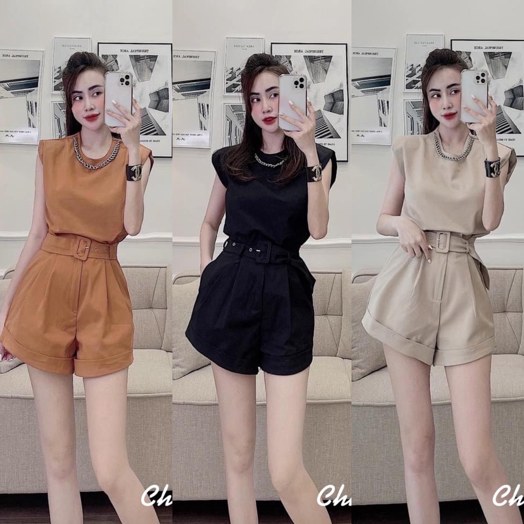 Set đũi vai chờm sang chảnh tiêu chí chất siêu mát pha xích BN184