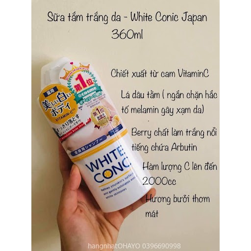 Sữa tắm sáng da toàn thân White Conc Body – Nhật Bản