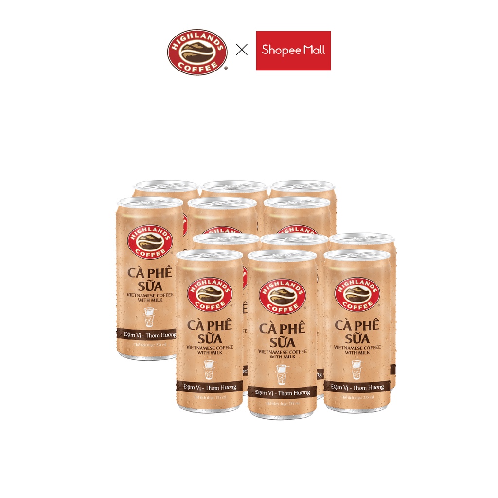 Combo 2 lốc Cà Phê Sữa Đá Highlands Coffee 235ml/lon (6 lon/lốc)