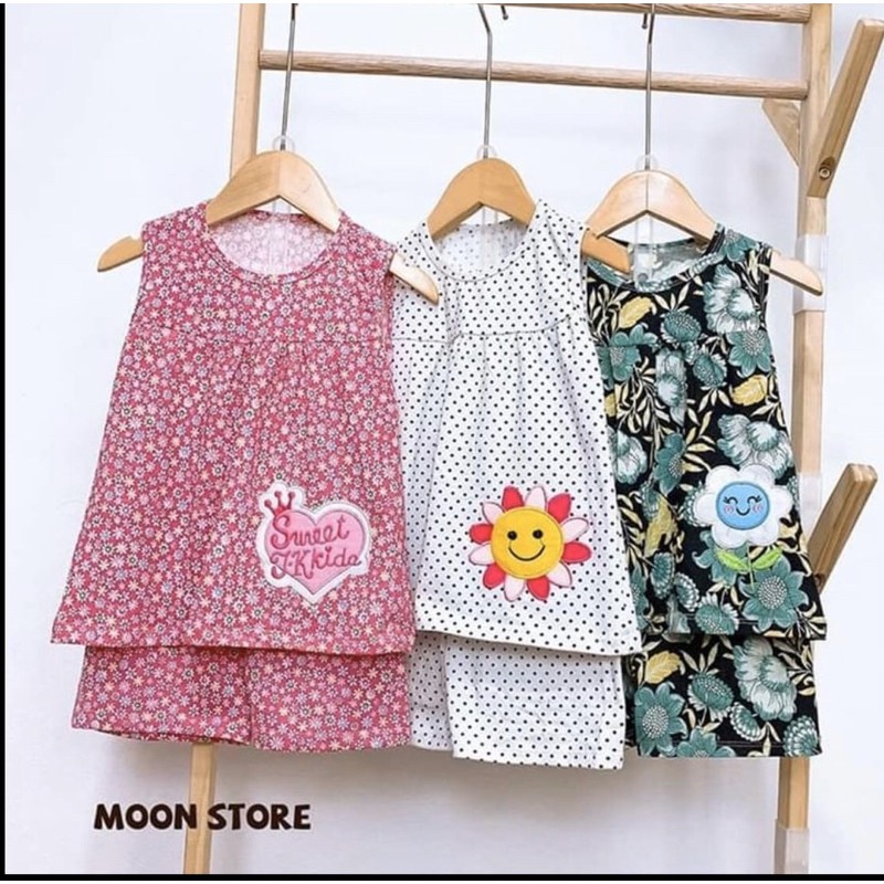 Bộ Cộc Mặc Nhà Cotton Bé Gái