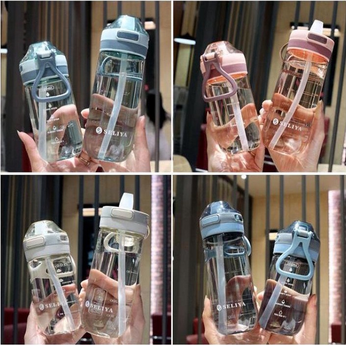 Bình Nước 500ML Kèm Ống Hút Dễ Thương Xinh Xắn Dành Cho Trẻ Em Và Người Lớn